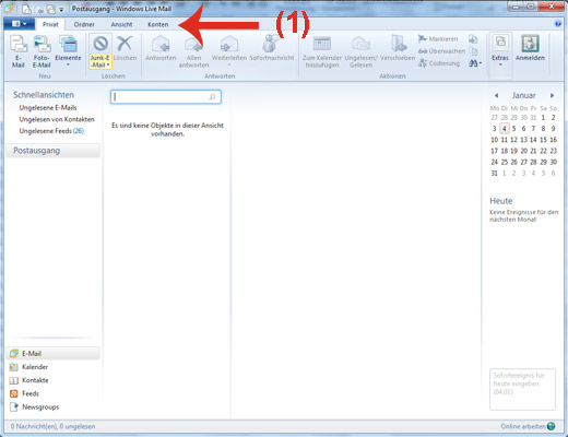 E-Mail-Adresse in Windows Live Mail hinzufügen