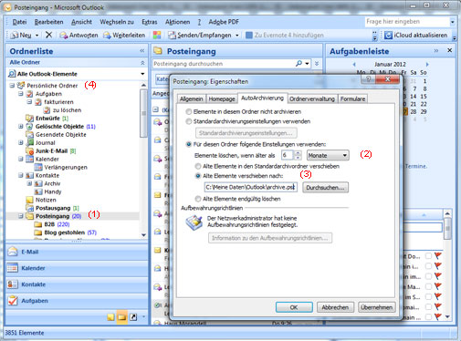 Microsoft Outlook Autoarchivierung